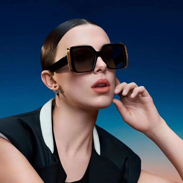 Minimal Big Square Gold Rimmed ! Cool Large Size Fashion Sunglasses Women Glasses Fashion Eyewear