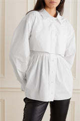 Designer silhouette White Blouse Shirt Top ! Office Fashion Shirt dress 2302