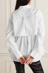 Designer silhouette White Blouse Shirt Top ! Office Fashion Shirt dress 2302