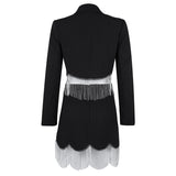 Rhinestone Tassels! Chic Fringed Crop Blazer and mini Skirt 2-Piece Set! High Street Fashion Trendy 2112 - KellyModa Store