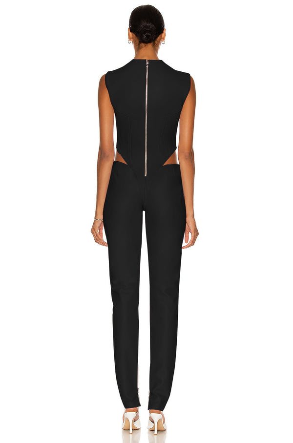 Active Style Sleeveless Cut Out Jumpsuit! Sexy Back Zipper Jumpsuit Cyber Celebrity Fashion 2202