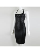 Sexy Patent Vegan PU Leather Halter Dress! Sexy NightClub Dress Party Fashion 2112 - KellyModa Store