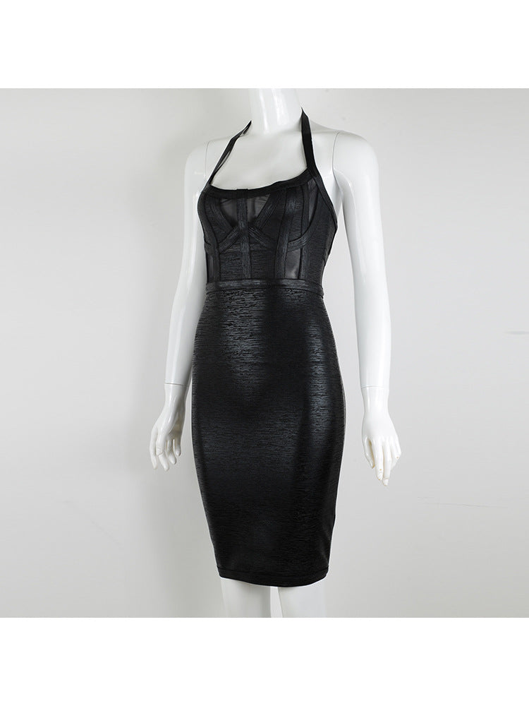 Sexy Patent Vegan PU Leather Halter Dress! Sexy NightClub Dress Party Fashion 2112 - KellyModa Store