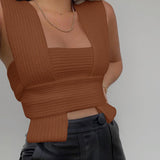 DIY Binding Belt! Crocheted Sexy Sweater Crop Top Knitwear! Sexy Sweater Top 2201