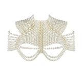 Pearl Shirt! Chic Faux Pearl Beads Crop Top, Luxury Shining Hot Tops for Club Party