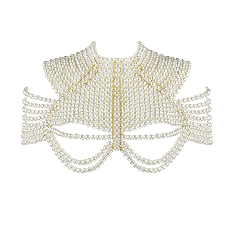 Pearl Shirt! Chic Faux Pearl Beads Crop Top, Luxury Shining Hot Tops for Club Party