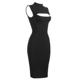 Breast Cut Out Turtle Neck Sleeveless Dress! Slim Fitting Sexy Dress Cyber Fashion 2201