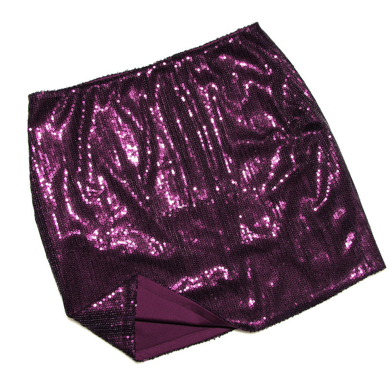 Purple Blingbling Sequins ! Sexy Shine Backless Crop Top and Mini Skirt 2-piece Clubwear set 2212