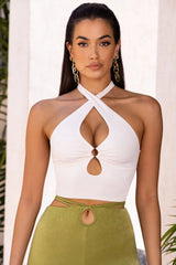 Sexy Slim Fitting Hollow-out Halter Crop Top! Sexy Cropped Top Club Top Cyber Celebrity Fashion 2111 - KellyModa Store