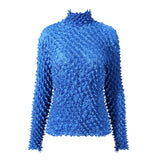 Spiky Shiboli TurtleNeck Long Sleeve Top! Chic Slim Fitting Top Celebrity Fashion 2111 - KellyModa Store