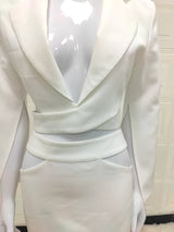 Long Sleeves White Cut Out Blazer Top and mini Skirt 2-Piece Set! High Street Fashion 2112 - KellyModa Store