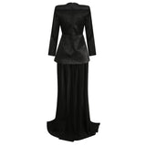 Exquisite Black Chic Blazer and Mesh Long Skirt 2-Piece Set! High Street Fashion Trendy 2112 - KellyModa Store