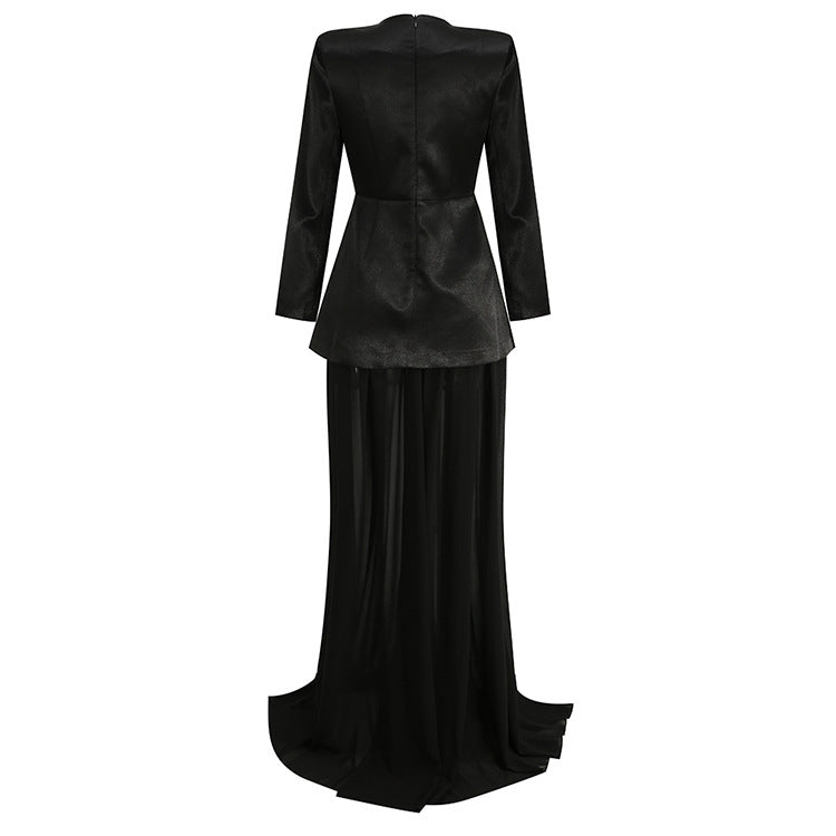 Exquisite Black Chic Blazer and Mesh Long Skirt 2-Piece Set! High Street Fashion Trendy 2112 - KellyModa Store