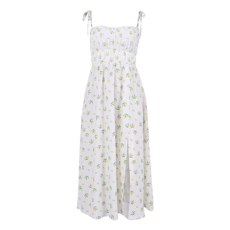 Sweet Style Green Floral Midi slip Dress! Sexy Floral Simple Dress Celebrity Fashion 2111 - KellyModa Store