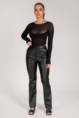 Patent Vegan PU Leather straight Leg Pants! Sexy Slip NightClub Wear Celebrity Fashion 2111 - KellyModa Store