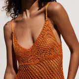 See-through Long Fishnet Slip Dress , Sexy Fishnet Bikini Cover Up ClubWear 2205