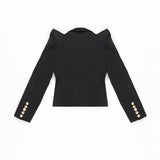 Little Monster's Horn! Pointed Shoulder Chic Slim Fitting Blazer Celebrity Fashion 2202