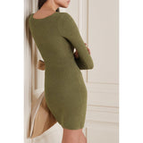 Minimal Solid Color Sweater Dress 3 Colors! Slim Fitting Knitwear Celebrity Fashion 2202