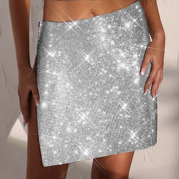 Minimal Super Shine BlingBling Rhinestones Skirt, Shining ClubWear Show Wear 2208