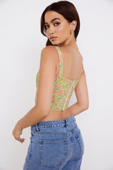 Printed Floral Crop Tank Top! Sexy Cropped Slip Top Club Top Cyber Celebrity Fashion 2111 - KellyModa Store