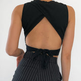 Sexy Ribbed Backless Crop Tank Top ! Basic Sleeveless Crop Top Cyber Fashion 2201