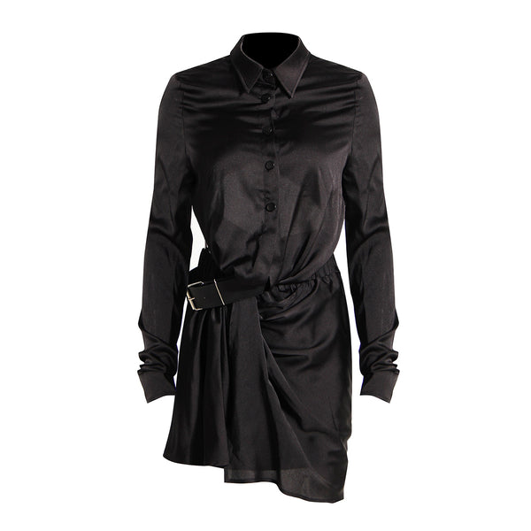 Gothic Style All Black Cut Out Blouse and Skirt 2-piece Set! Chic Skirt Set Designer Fashion 2208