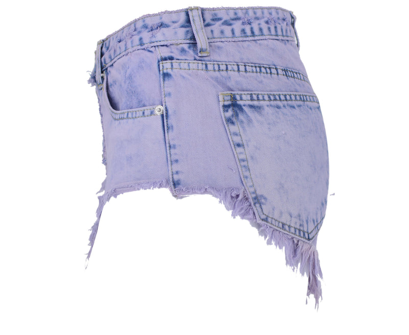 Faint Purple Distressed Jeans, Denim Shorts Hot Pants, Bottoms, Femme Bottoms - KellyModa Store