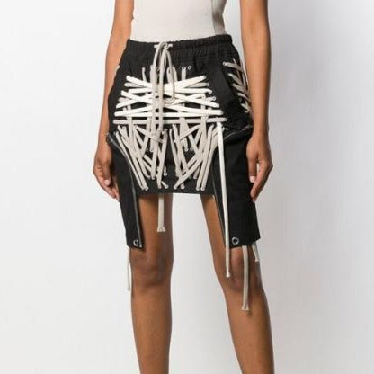 Street Style Laced-Up Skirt! Hot Skirt Bottoms, Women Femme Bottoms