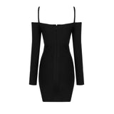 Diamond-shape Hollow Out Ribbed Knitwear Slip Dress! Slim Fitting Knitwear Fashion 2201