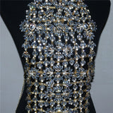 Top Luxury Shine Zirons Gems Rhinestones Floral body Chain , Sexy Body Jewelry Dress, Hot ClubWear