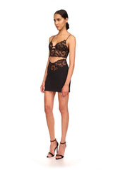 Black Lace! See-through Crop Top and Skirt 2 Piece set! Slim Fitting Celebrity Fashion 2204