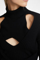 Cut Out Turtle Neck Sweater Top Knitwear! See through Sexy Sweater Top Celebrity Fashion 2111 - KellyModa Store