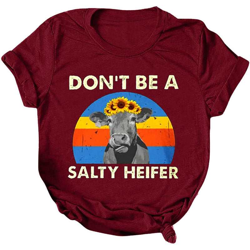 Don't be a salty heifer ! Loose Fitting Short Sleeve Tee Shirt, Funny Quotes Slogan Shirts - KellyModa Store