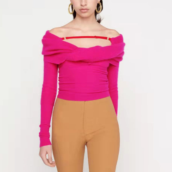 Strapless Sexy Knitted Sweater Top 3 Colors! Slim Fitting Knitwear Celebrity Fashion 2111 - KellyModa Store