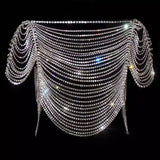 Shine Zirons Gems Rhinestones Top and Mini Skirt body Chain , Sexy Body Jewelry Dress, Hot ClubWear