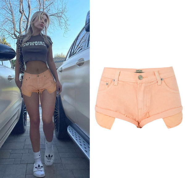 Sweet Macaron Color Jeans, Denim Shorts Hot Pants, Bottoms, Femme Bottoms - KellyModa Store