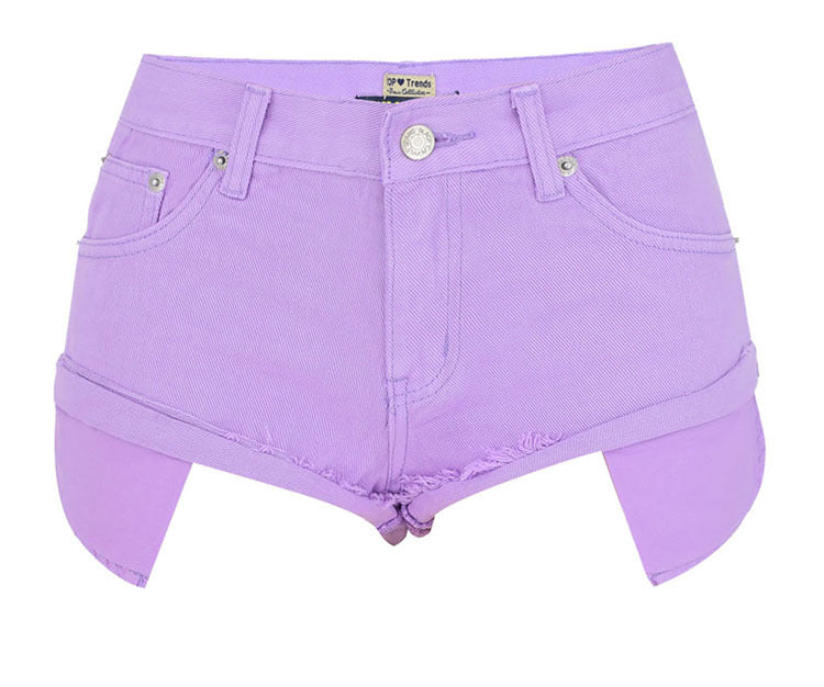 Sweet Macaron Color Jeans, Denim Shorts Hot Pants, Bottoms, Femme Bottoms - KellyModa Store