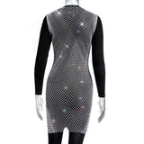 Colorful See-through Mesh Midi Sheath Dress with Rhinestones , Bikini Cover Up ClubWear - KellyModa Store