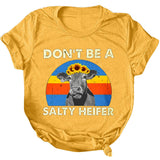 Don't be a salty heifer ! Loose Fitting Short Sleeve Tee Shirt, Funny Quotes Slogan Shirts - KellyModa Store