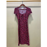 Retro Rose Printed Midi Casual Floral Dress! Casual Style Dress Designer Fashion 2205