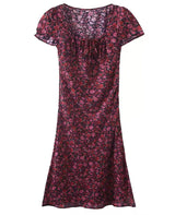 Retro Rose Printed Midi Casual Floral Dress! Casual Style Dress Designer Fashion 2205