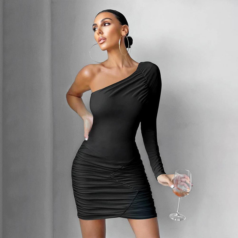 Asymmetric Slim Fitting Sexy Strapless Hip Dress ! Night Club Hot Dress Celebrity Fashion 2111 - KellyModa Store