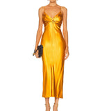 Gold Goddess's Choice! Shining Gold Color Luxury Event Long Slip Backless Dress! Event Dress 2211