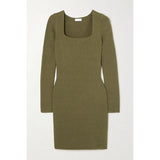 Minimal Solid Color Sweater Dress 3 Colors! Slim Fitting Knitwear Celebrity Fashion 2202