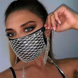 Diamond Mesh Face Mask with BlingBling Zircon Rhinestones , ClubWear Show Fashion Masks for Women