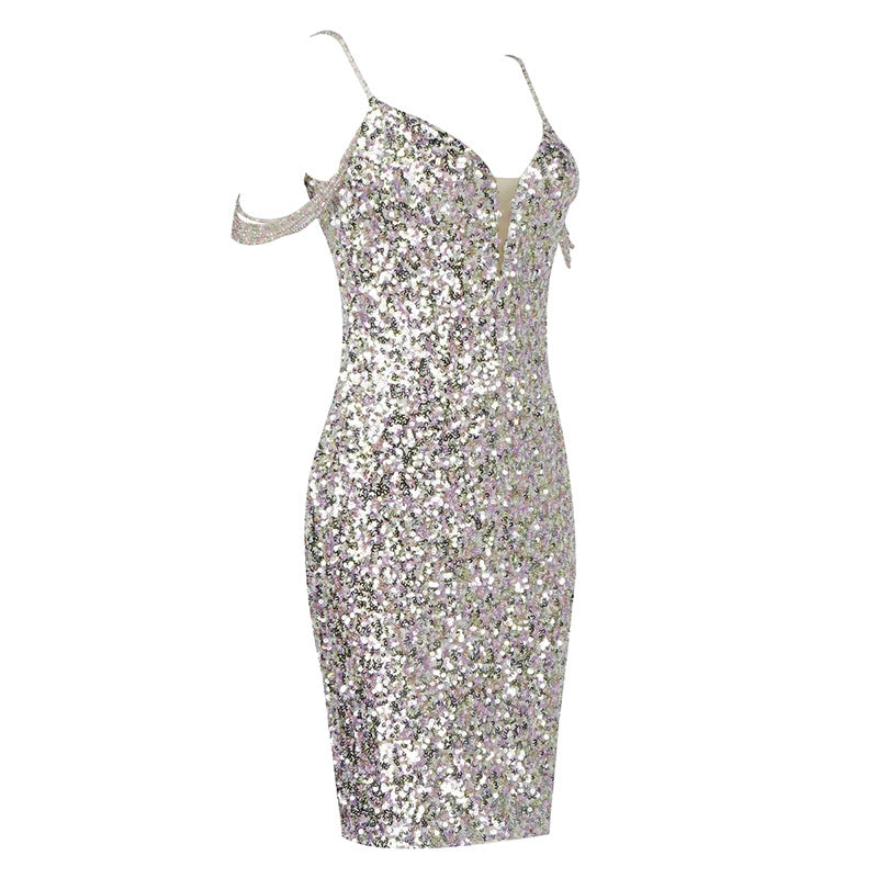 Shine Sequins and Jewelry! Impressive Luxury Slim Fitting Sexy Party Dress Club Dress Fashion 2201