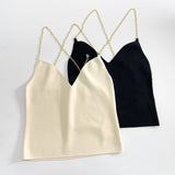 Metal Chain Strap Backless Slip Top Minimal Basic Style Women's Vest !  Designer Fashion 2206