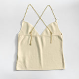 Metal Chain Strap Backless Slip Top Minimal Basic Style Women's Vest !  Designer Fashion 2206