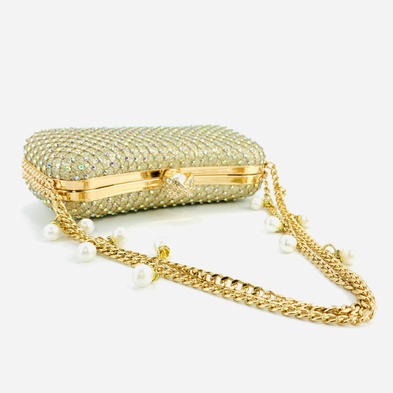 Pearls and Diamonds! Blingbling Mini Size Phone Handbag, Club Clutch Bag, Night Dinner Event handbag