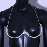 Breast Chain Bra Blingbling Body Jewelry with Zircon Gems, Eyecatching ClubWear Body Jewelry